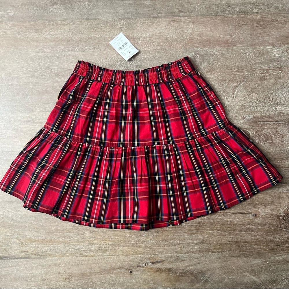 Crewcuts Red Green Black Plaid Skirt Girls Size 8-9 Years NWT